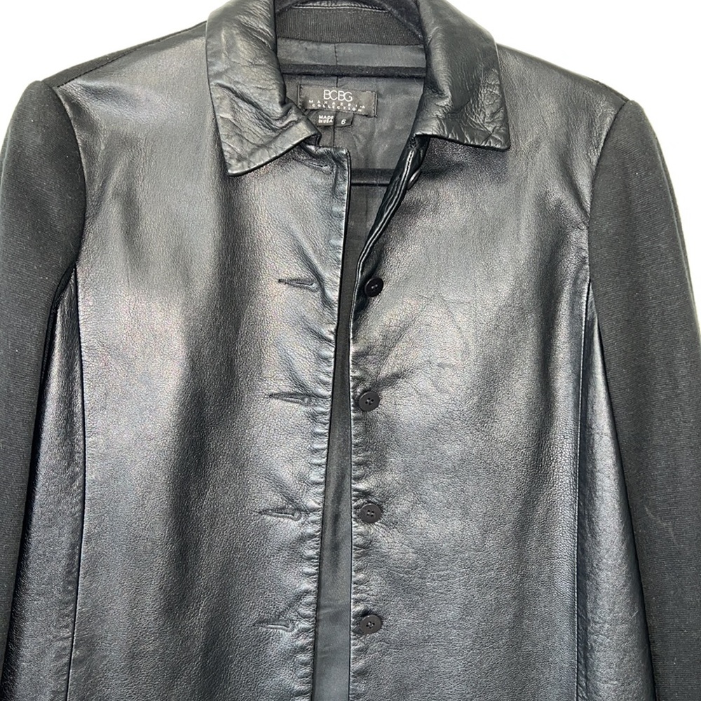 MAXAZRIA black mixed/ leather jacket 🇺🇸 - Picture 6 of 9